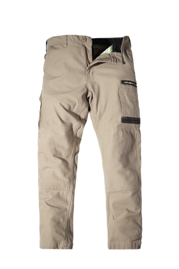 Khaki FXD Cotton Stretch Work Pant WP-3, Size 44, featuring 360-degree stretch and reinforced pockets for durability and comfort.
