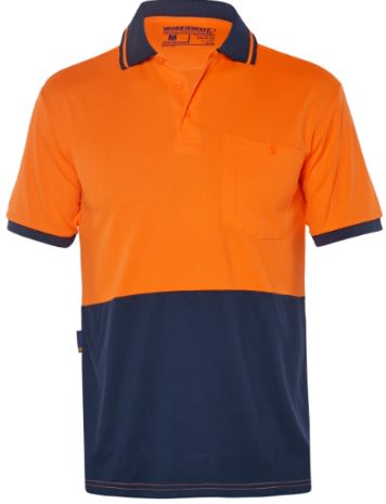 Workhorse, Hi Vis Micromesh Polo, MSH103 - Orange/Navy - 4XL