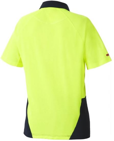 Hard Yakka, Hi Vis Koolgear Polo, Y11396 - Fluro Yel/Navy - XS