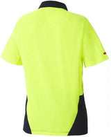 Hard Yakka, Hi Vis Koolgear Polo, Y11396 - Fluro Yel/Navy - XS