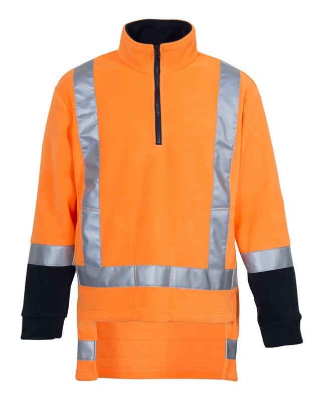 Workhorse, TTMC Fleece Pullover, MFL009 - Fluro Ora/Navy - 3XL