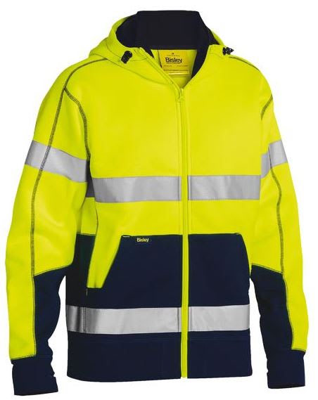 Bisley, Hi Vis Fleece Hoodie, BK6819T - Yellow/Navy - 2XL