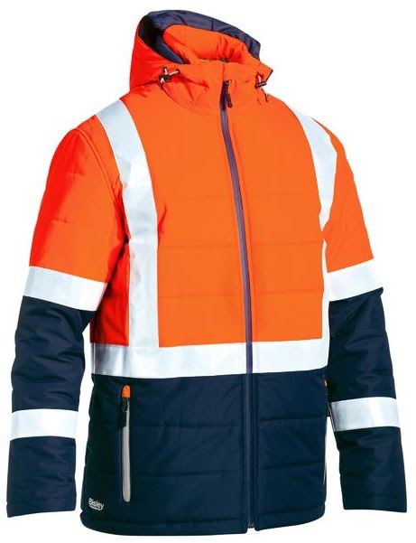 Bisley, Hi Vis Puffer Jacket, BJ6929HT - Orange/Navy - 6XL