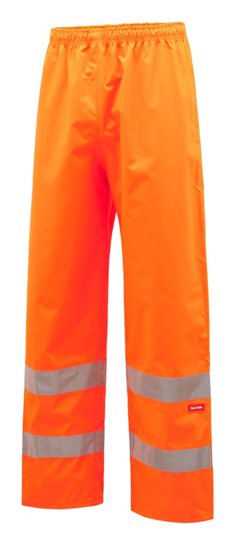 High-visibility Fluro Orange Hard Yakka Taped Over Trousers, 4XL, with water resistance and breathable comfort for outdoor work.