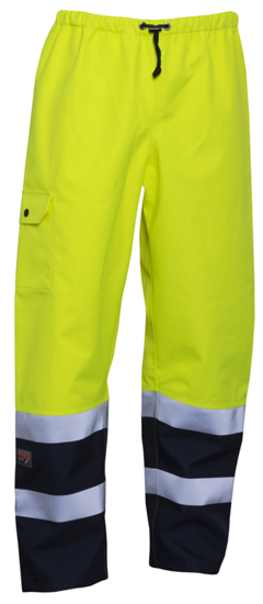 Tornado Advanced Taped Over Trousers in 2XL, yellow/navy; waterproof 3-layer fabric, elastic waist, zip leg openings, rugged design.