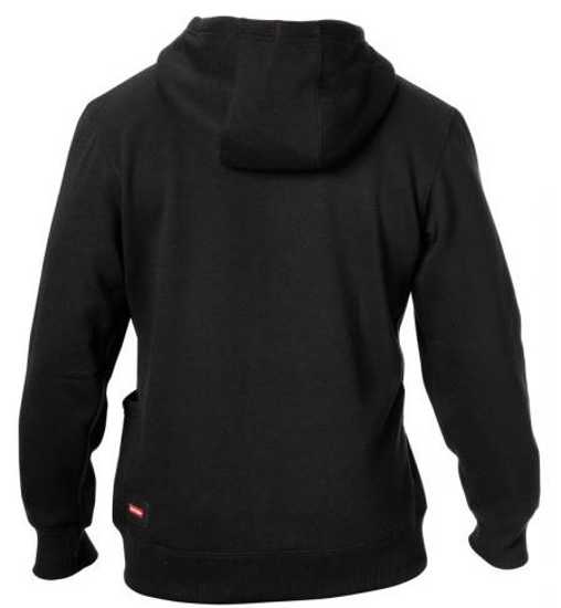 Black Hard Yakka Brushed Fleece Hoodie (M) features kangaroo pockets, utility pockets, and a breathable mesh hood lining.