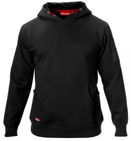 Black Hard Yakka Brushed Fleece Hoodie in size 3XL, featuring dual pockets, drawstring hood, and soft 320gsm fabric.