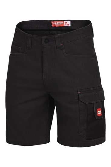 Hard Yakka Legends Cargo Short Y05066 in black, size 87, featuring durable cotton, multiple pockets, and relaxed fit.