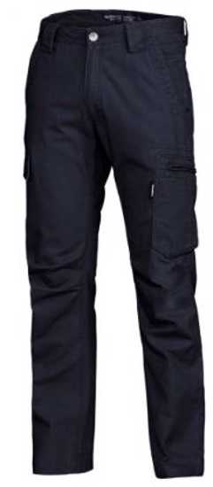 KingGee Canvas Tradie Pant in black, size 82, features durable cotton, 12 pockets, and UPF 50+ protection for tradespeople.