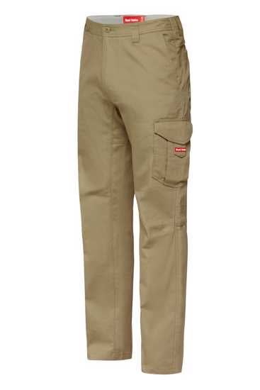 Khaki Hard Yakka Koolgear Cargo Pants size 112 featuring lightweight cotton, UPF 50+ protection, and multiple storage pockets.