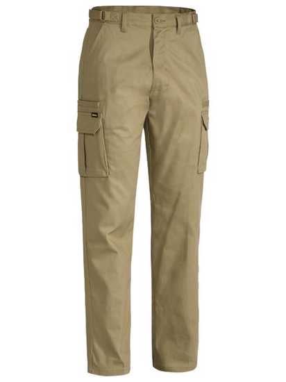 Khaki Bisley Original 8 Pocket Cargo Pant, size 87, features durable cotton, eight pockets, and UPF 50+ protection.