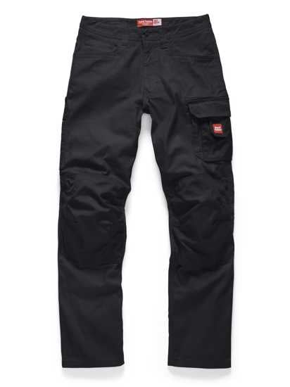 Durable black Hard Yakka Legends Cargo Pants with UPF 50+, articulated fit, Cordura reinforcement, and multiple storage pockets.