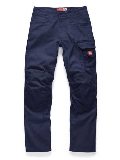 Hard Yakka Legends Cargo Pant in Navy, size 92, features durable cotton, UPF 50+, and reinforced knee pad pockets for tough work.