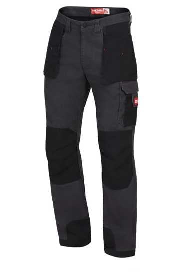 Durable Hard Yakka Legends Xtreme Cargo Pants in Charcoal, Size 97, featuring UPF 50+, Cordura reinforcement, and knee pad pockets.