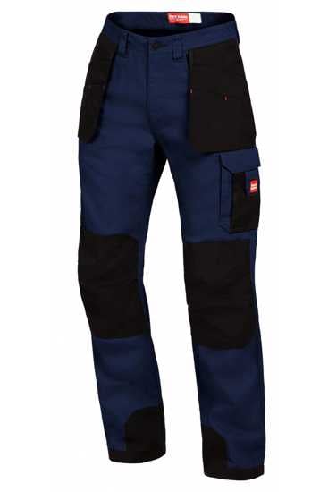 Navy Hard Yakka Legends Xtreme Cargo Pants in size 112, featuring durable cotton, UPF 50+, reinforced knees, and ample storage pockets.