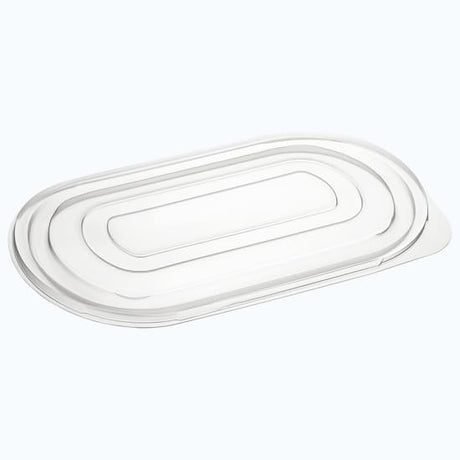 PP Oval Meal Tray Lids in a 50-pack, made of durable polypropylene for leak-proof storage of hot and chilled meals.