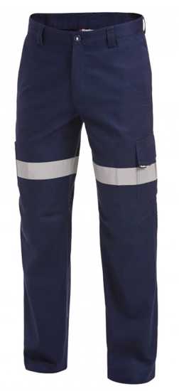 KingGee Navy lightweight trousers with cooling vents, 10 pockets, triple stitching, and Reflectec Tape for safety. Size 92.