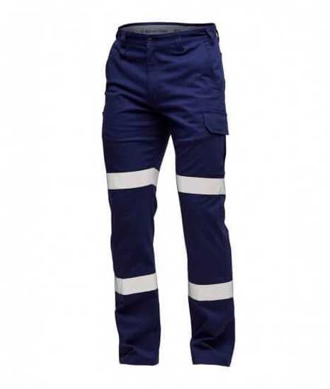 Navy KingGee Stretch Bio Motion Cargo Pant in size 12, featuring durable fabric, stretch, and multiple functional pockets.