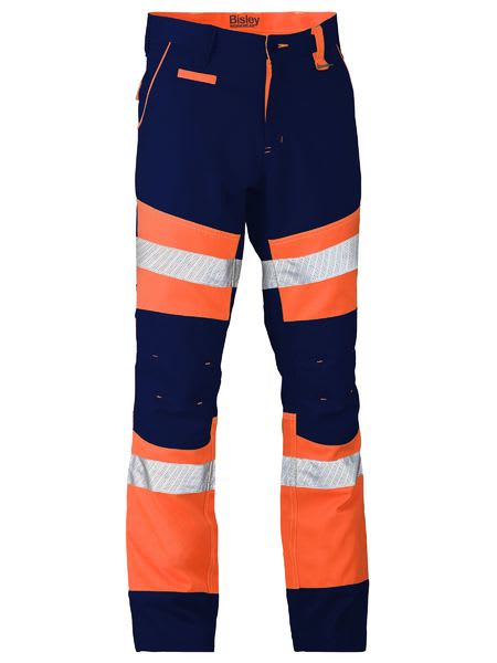 Bisley, Taped Biomotion Contrast Hi Vis Pant - Orange/Navy - 77