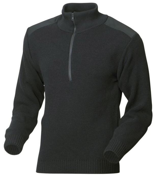 Timbo, Pure Wool 1/2 Zip Patch Jersey, SJ6ZC - Black (Size: 2XL)