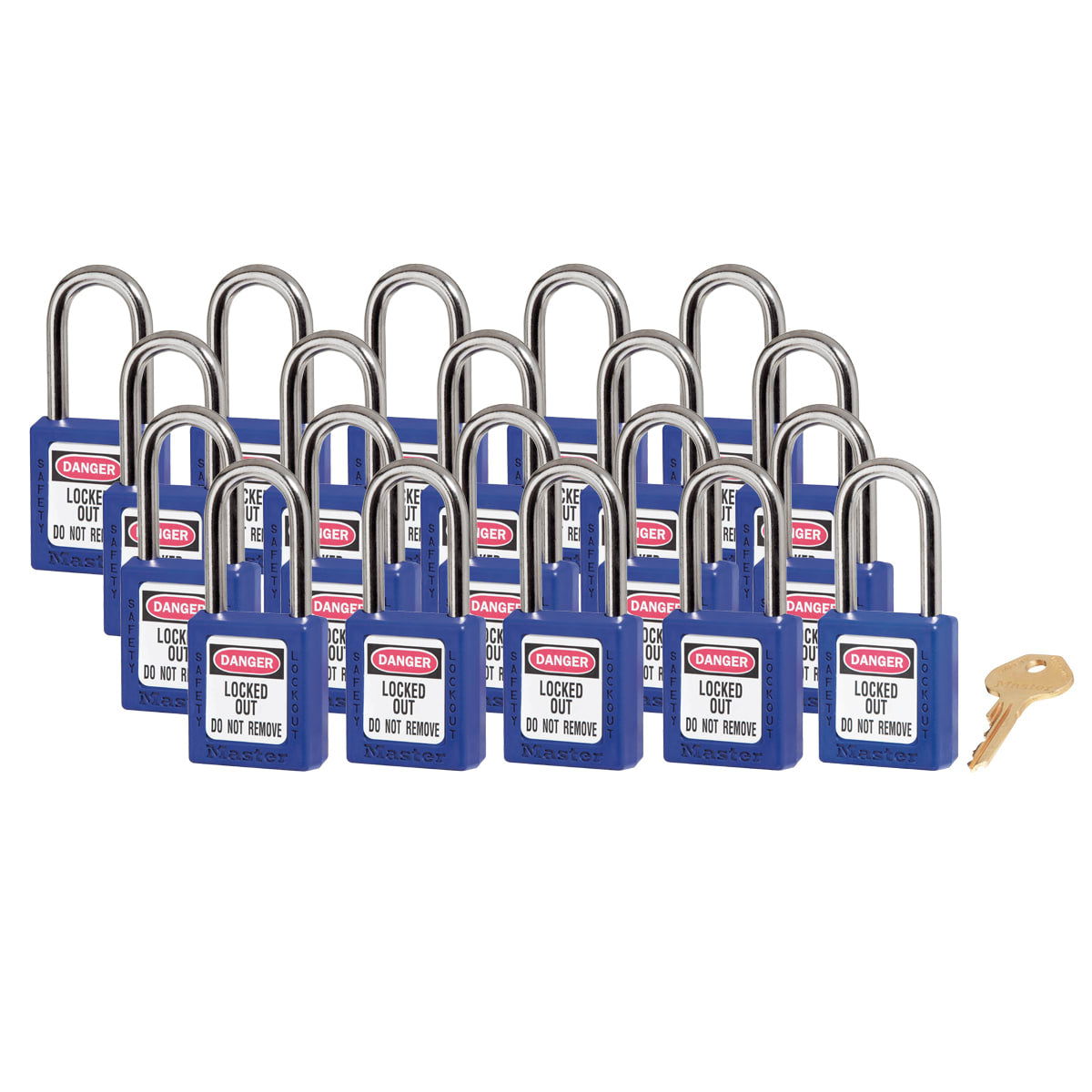 Master Lock 0410 Zenex Safety Lockout Padlock Keyed Alike, 38mm 20 (Pack) - Blue