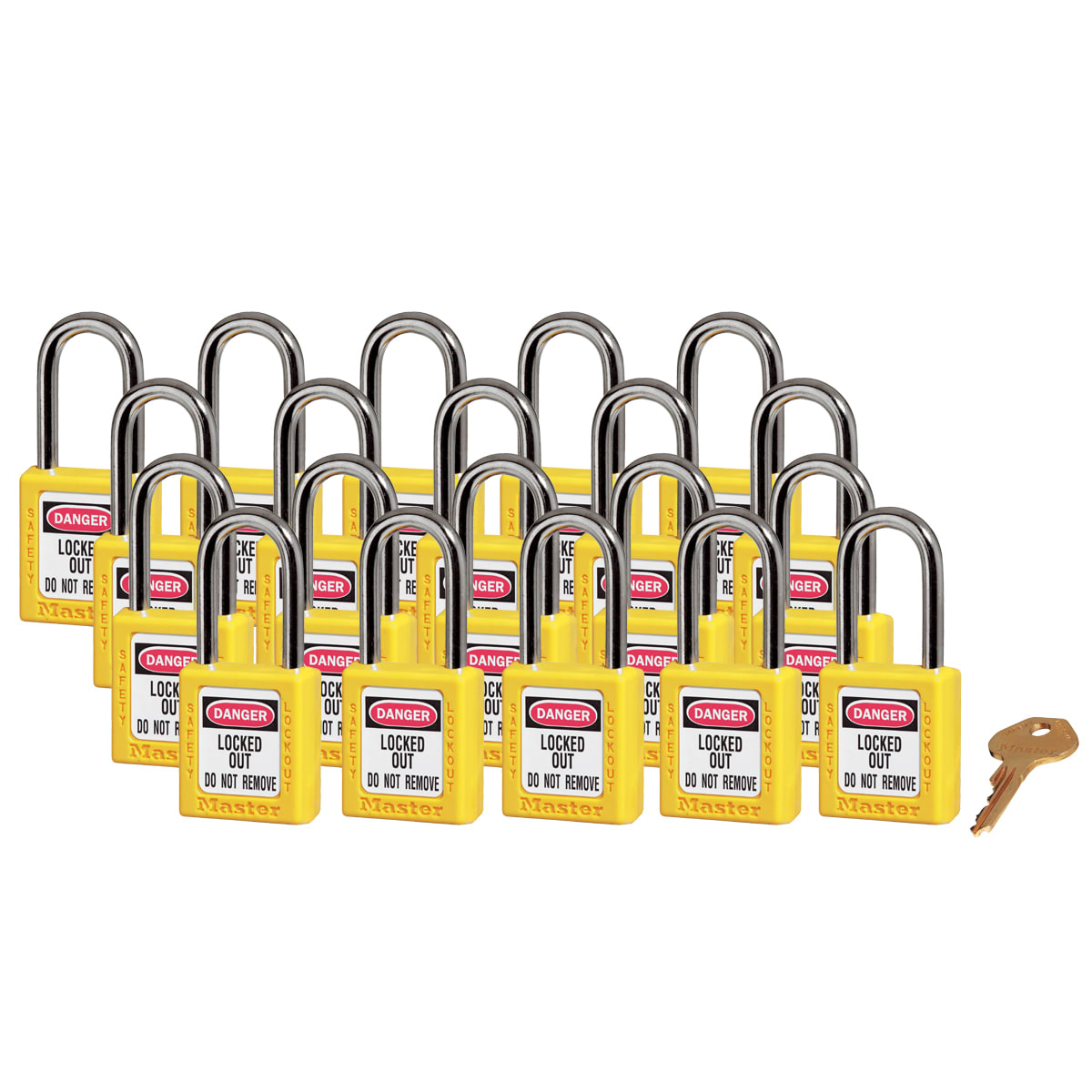 Master Lock 0410 Zenex Safety Lockout Padlock Keyed Alike, 38mm 20 (Pack) - Yell