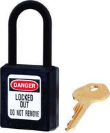 Master Lock Safety Dielectric Padlock 0406: lightweight, chemical-resistant padlock for secure lockout/tagout procedures.