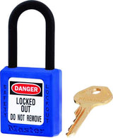 Dielectric Master Lock Safety Padlock 0406 with key retaining feature, robust Zenex body, customizable labels, and various colors.