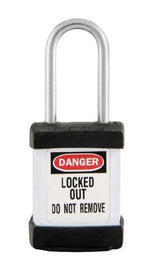 Master Lock S31 safety padlock with a durable Zenex body, key retaining feature, and vibrant color options for lockout safety.