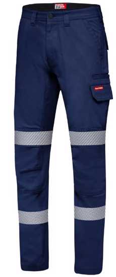 Durable Navy cargo pants with stretch canvas, UPF 50+, reinforced knees, and multiple pockets for work and outdoor activities.