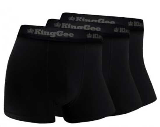 Pack of 3 KingGee Bamboo Trunks in black, size 2XL, offering comfort, moisture-wicking, and eco-friendly bamboo fabric.