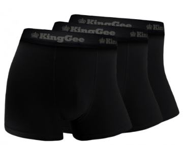 KingGee, Bamboo Trunks (Pack of 3), K19005 - Black - 3XL