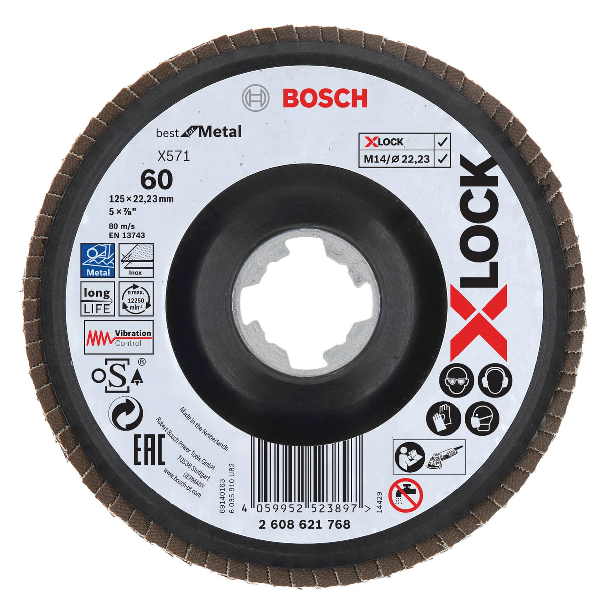 125mm 60g Flap Disc Zirconia Angled Bosch X-Lock (Each)