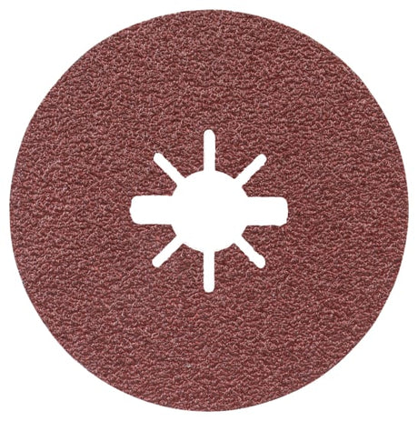 125mm Bosch X-Lock Fibre Disc with durable aluminum oxide grain for efficient metal grinding and easy tool-free changes.