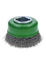 75mm stainless steel crimp cup brush for X-LOCK grinders, ideal for rust removal and light cleaning tasks.
