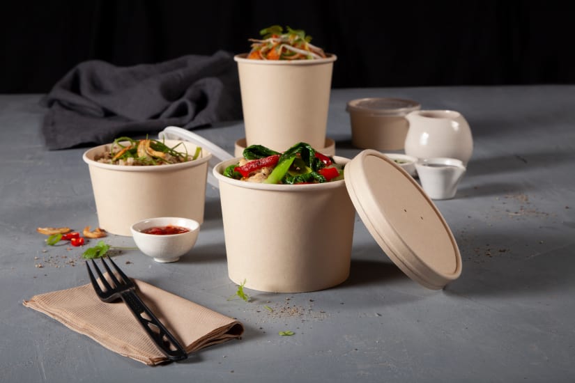 Eco-friendly bamboo bowls, 20oz, pack of 50, durable and compostable, ideal for serving food sustainably.