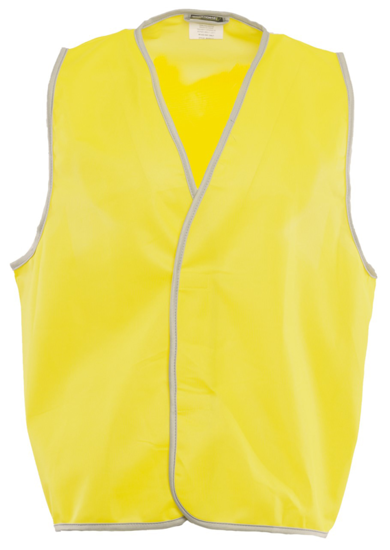 Hi Vis Workhorse Vest MVE012 in bright Yellow, size 5XL, lightweight polyester, secure hook and loop closure for safety.