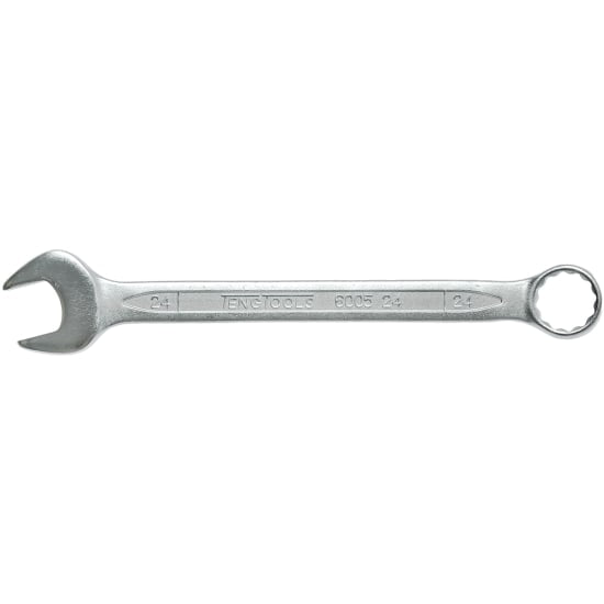 Teng 24mm Combination Spanner with dual ends, 15-degree angled ring, and durable Chrome Vanadium Steel for improved access and grip.