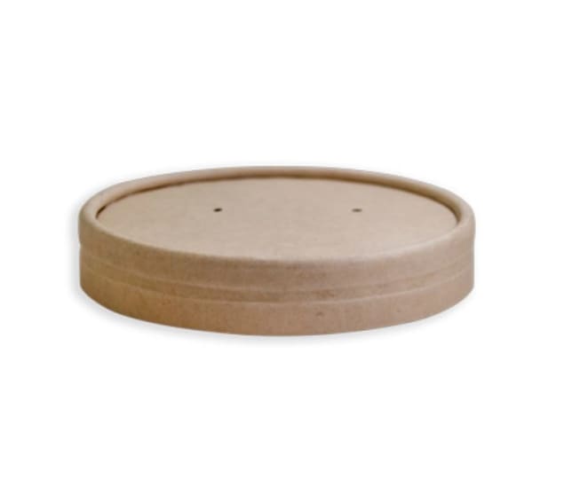Eco-friendly bamboo paper lids for 12/16/24oz containers, heatproof, compostable, and perfect for sustainable food packaging.