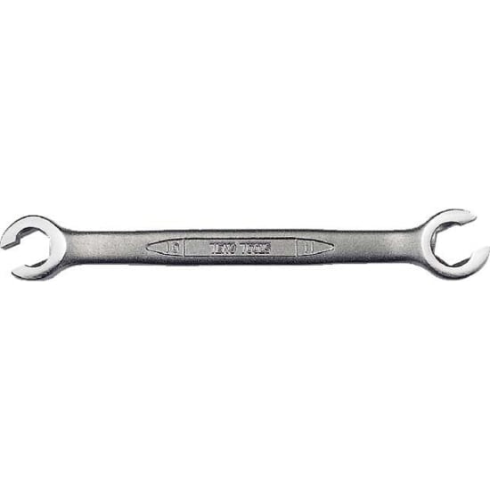 10 x 11mm Teng flare nut wrench with dual sizes, chrome vanadium steel, ideal for plumbing and hydraulic systems.