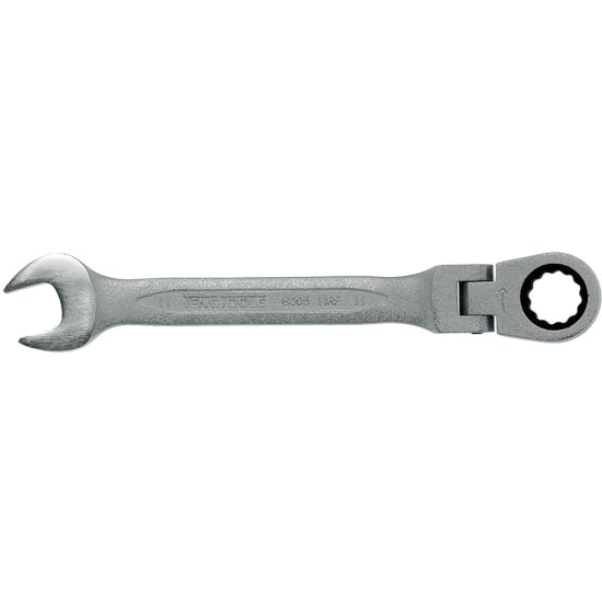 Teng 11mm Flex-Head Ratchet Combination Spanner with flexible head and chrome vanadium finish for durability in tight spaces.