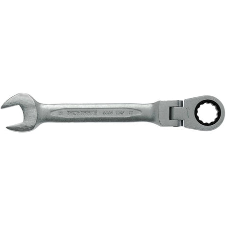 Teng 12mm Flex-Head Ratchet Combination Spanner with chrome vanadium finish, flexible head, and 72 teeth for efficient tightening.