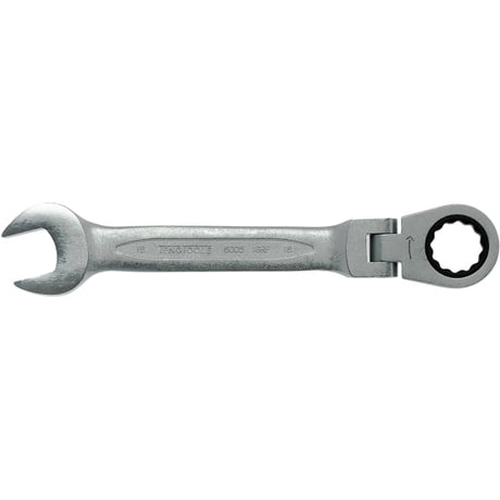 Teng 16mm Flex-Head Ratchet Combination Spanner with flexible head, 72 teeth, and chrome vanadium finish for precise fastening.