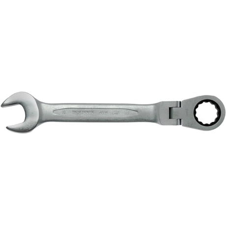 19mm flex-head ratchet combination spanner with 72 teeth, chrome vanadium finish, ideal for mechanics and DIY tasks.