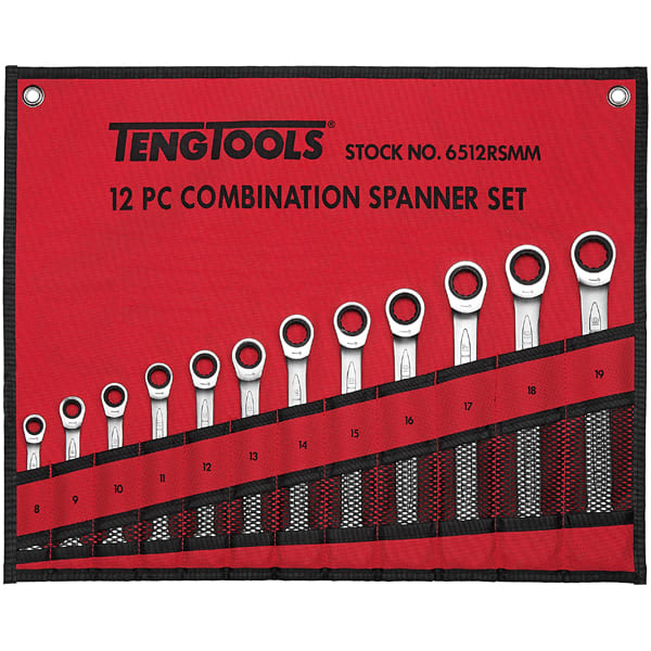 Teng Flat Type Ratchet Metric Spanner Set 6512RSMM 12 Piece