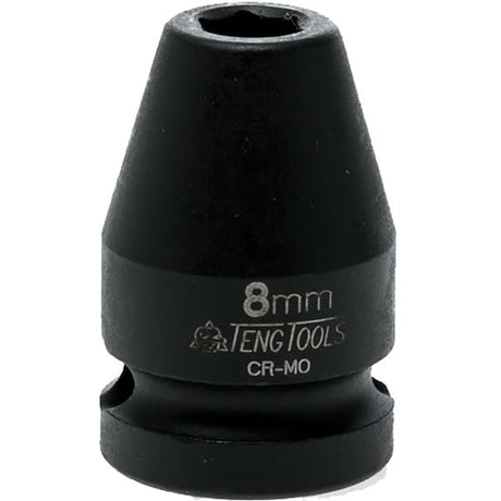 1/2in Drive Impact Socket 8mm DIN, durable chrome molybdenum, 6-point design, black phosphate finish for easy identification.