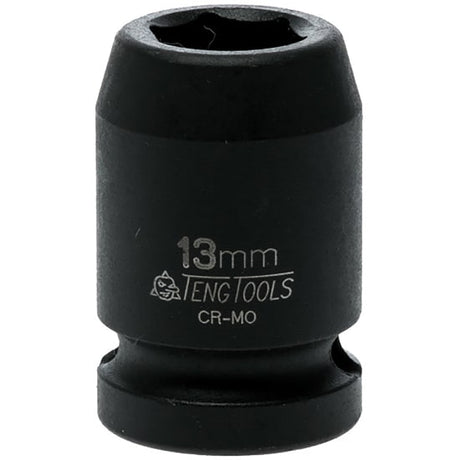 1/2in drive 13mm impact socket, crafted from chrome molybdenum with black phosphate finish for durability and corrosion resistance.