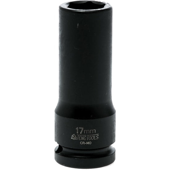 1/2in Dr. Deep Impact Socket 17mm DIN with black phosphate finish, deep 6-point design for optimal grip and torque.