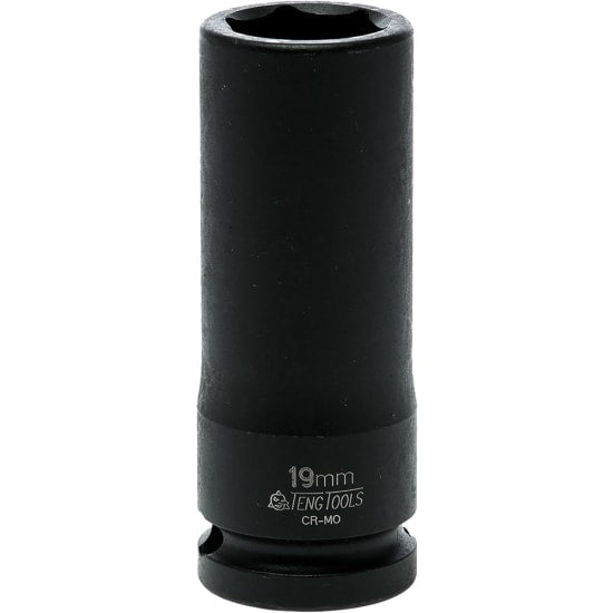 1/2in Dr. Deep Impact Socket 19mm DIN designed for automotive repairs, crafted from chrome molybdenum with a corrosion-resistant finish.