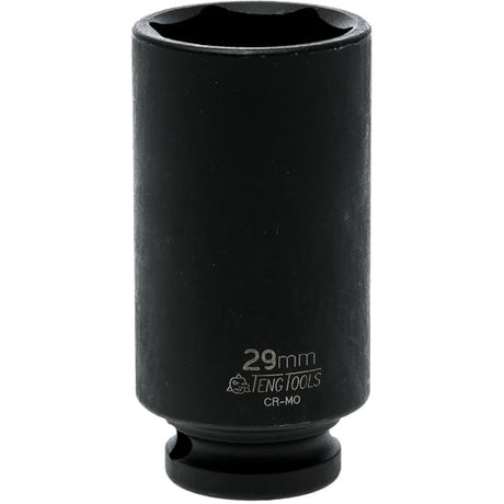 1/2in Dr. Deep Impact Socket 29mm DIN featuring a 6-point design, chrome molybdenum build, and black phosphate finish for durability.